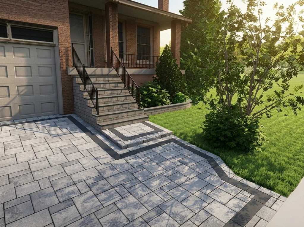 Landing inlay & front steps approach