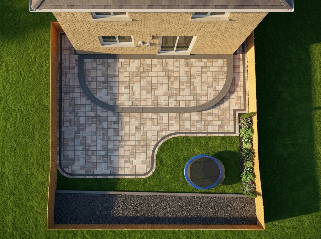 Aerial plan view — curved layout